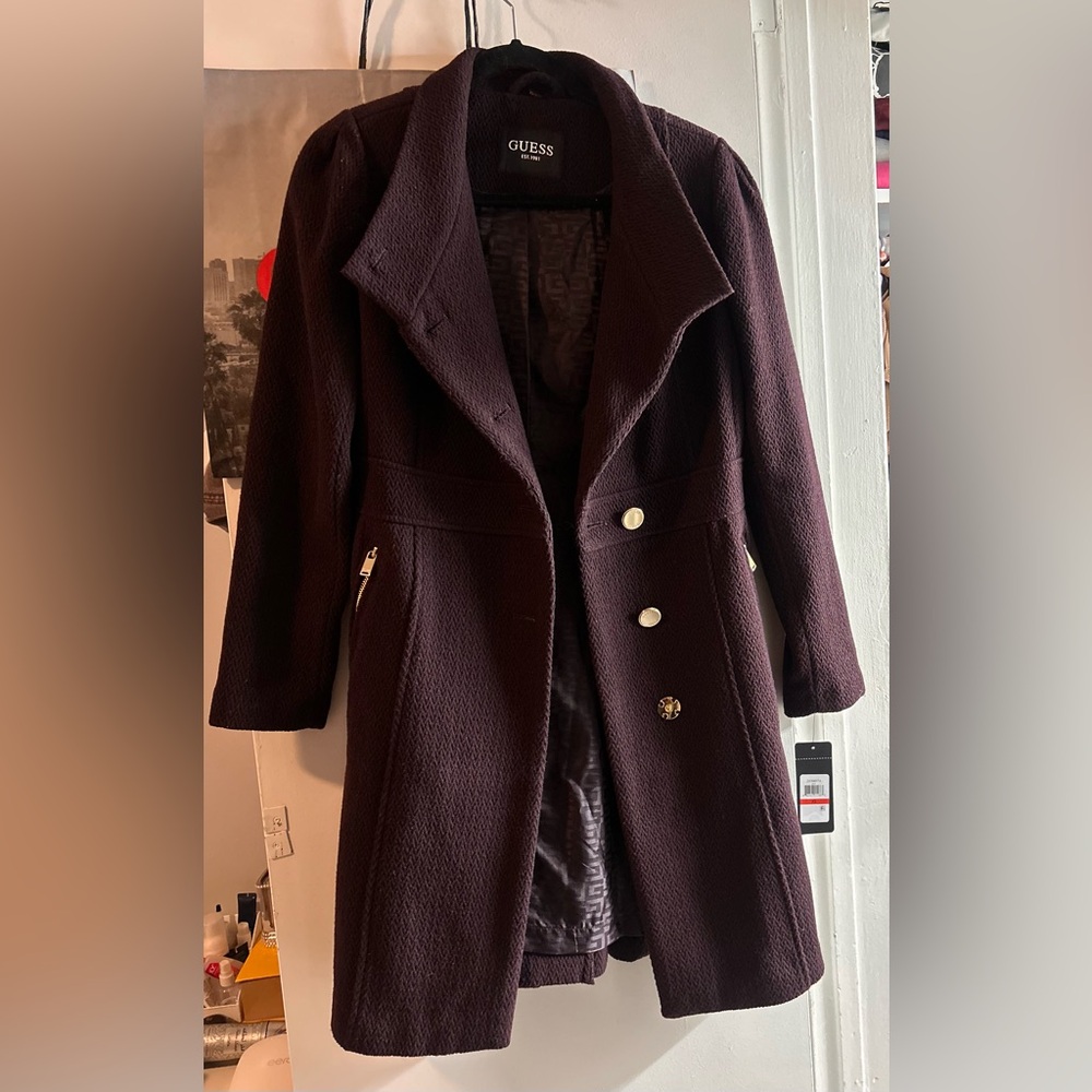 Guess Women's Pea Coat in Dark Purple